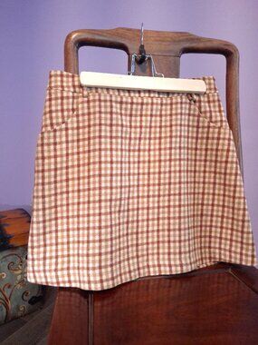 Lulus Plaid Miniskirt - Large - Brown & Tan